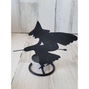 Metal Halloween witch tea light holder broom home decor‎